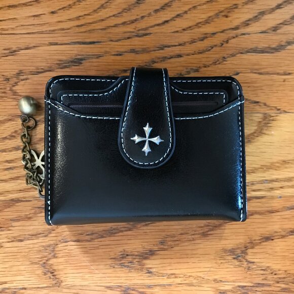 Goth Punk Lolita Visual Kei Steampunk Victorian Cross Zip Up Card Holder Wallet - Picture 1 of 6